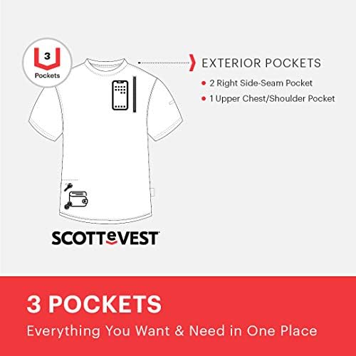 חולצת שרוול קצר של Scottevest Stallic Shortic Shorle | 3 כיסים | אנטי-פיקס